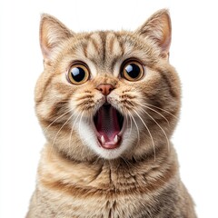 Obraz premium A cat displays a mix of annoyance and shock, captured in a humorous and thrilled expression. This image showcases the amusing and unpredictable nature of feline emotions.