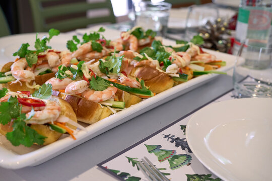 Shrimp Bahn Mi appetisers on a platter
