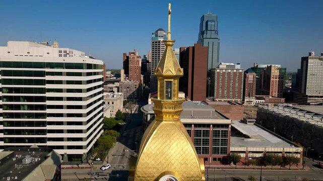 gold dome building in front of skyline