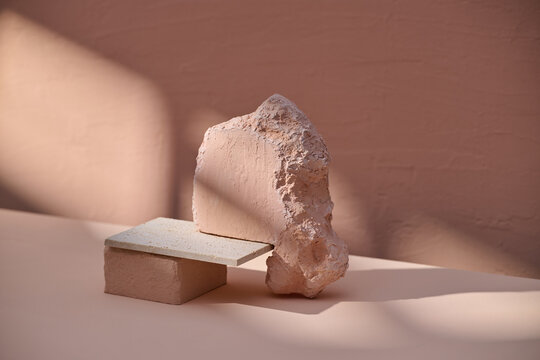 Abstract Composition with Textured Stone and Soft Lighting
