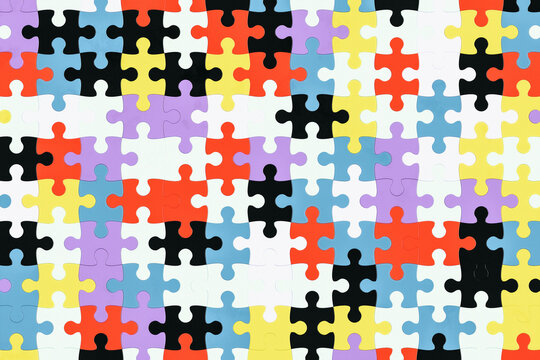 Colorful Interlocking Jigsaw Puzzle Pattern Background