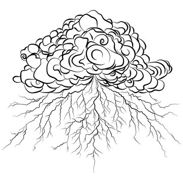 black and white storm cloud lightning clip art preview