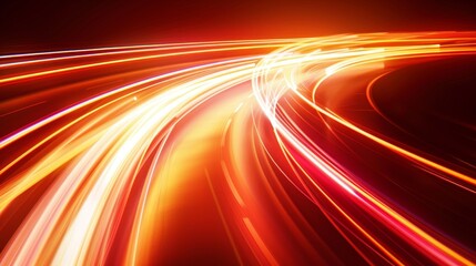Dynamic abstract wallpaper with colorful light trails conveying speed and motion in neon orange