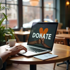 Fototapeta premium This engaging image captures a hand on a laptop displaying a 