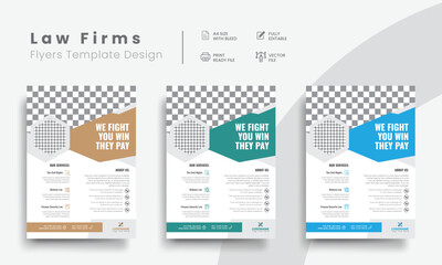 Professional law firm flyer for lawyer brand identity promotion. Modern lawyer flyer or attorney flyer with law brand marketing layout. Vol - 17