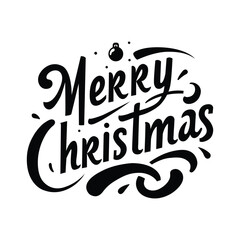 Decorative lettering "Merry Christmas" for greeting card on white background