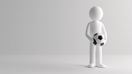 Minimalist Sports Concept: Figure with Soccer Ball