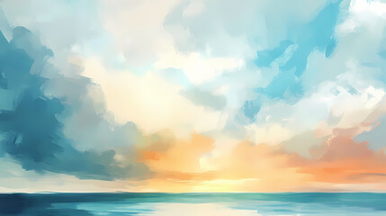 Coastal bliss: abstract seaside impressionist painting. Impressionist Sky. Illustration