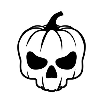 black and white halloween pumpkin skull clip art preview