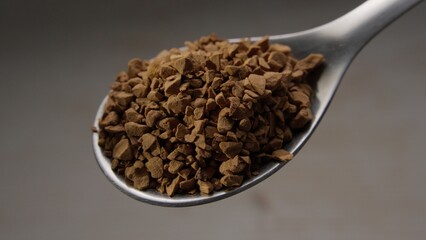 Spoonful of Instant Coffee Granules.