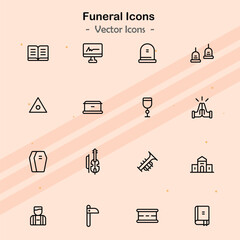 Icons illustrating additional elements of funeral services and memorials.