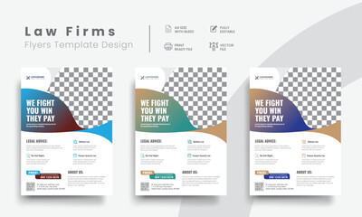 Professional law firm flyer for lawyer brand identity promotion. Modern lawyer flyer or attorney flyer with law brand marketing layout. Vol - 24