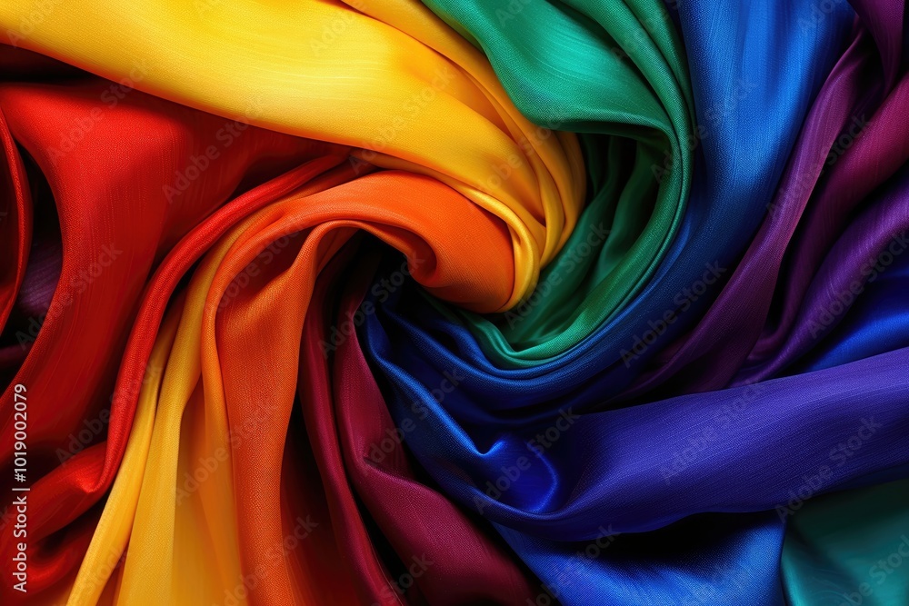Aufkleber shiny smooth luxury colorful silk fabric. abstract curve and wave decorative background with copy sp