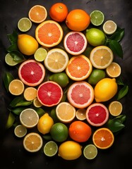 A vibrant mix of citrus fruits.