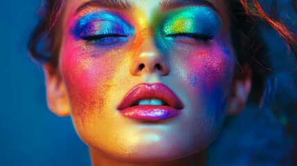 Obraz premium Vibrant Makeup Art with Colorful Pigments