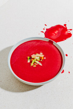 bowl with beetroot spanish gazpacho
