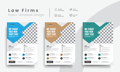 Professional law firm flyer for lawyer brand identity promotion. Modern lawyer flyer or attorney flyer with law brand marketing layout. Vol - 19