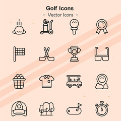 Icons illustrating additional elements of golf and golfing events.