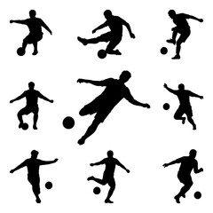 soccer silhouettes, football silhouettes, vector illustration.