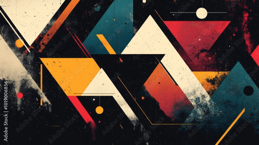 Aufkleber abstract geometric pattern with vibrant colors and shapes
