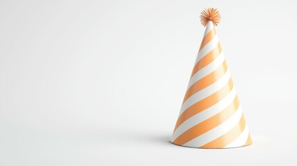 A bright orange and white party hat shines against a colorful background, ideal for festive celebrations!