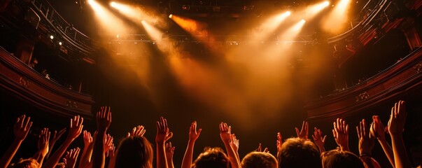 Warm stage lights cast on applauding hands, conveying appreciation in a poignant setting.