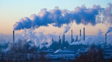 Industrial Smog Overpowering Refineries at Dusk