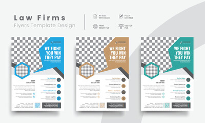 Professional law firm flyer for lawyer brand identity promotion. Modern lawyer flyer or attorney flyer with law brand marketing layout. Vol - 29