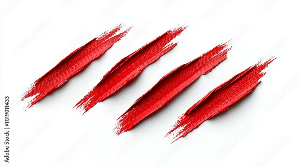 Poster vibrant red paint strokes on a white canvas showcasing artistic expression and dynamic movement