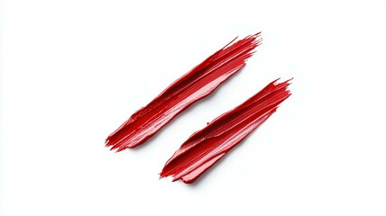 Naklejka premium Vibrant red lipstick swatches on a clean white background showcasing bold color and smooth texture