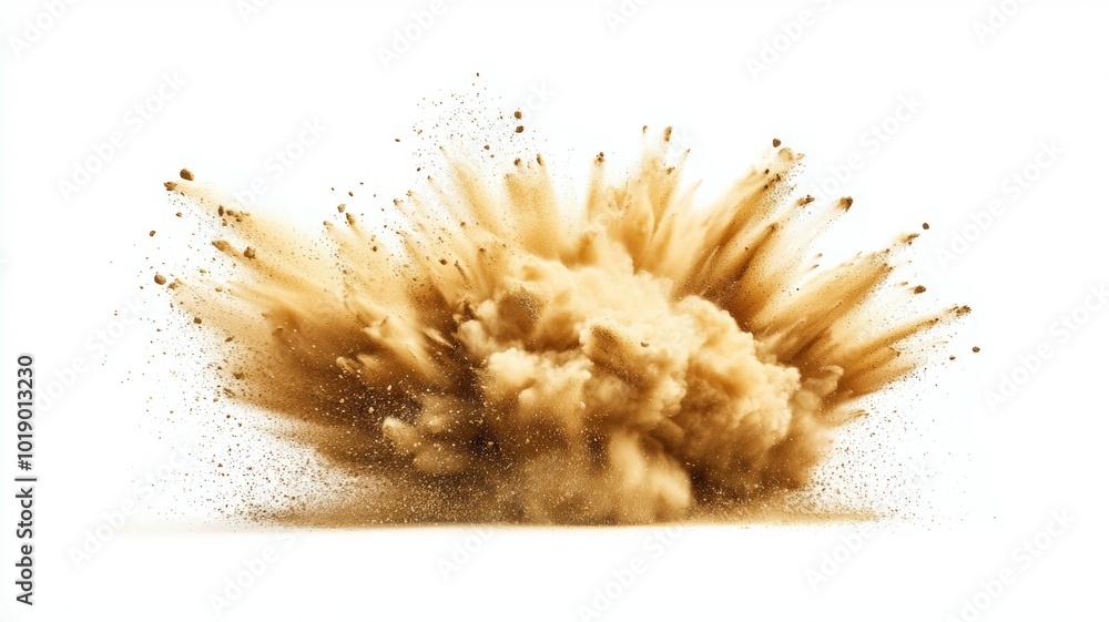 Poster a dust explosion erupts in a dynamic display of particles and energy, showcasing raw power and chaos