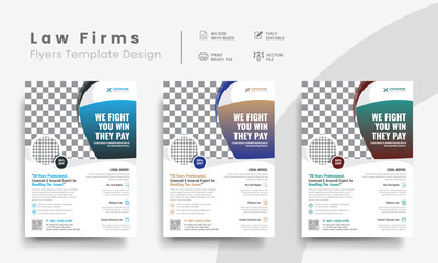 Professional law firm flyer for lawyer brand identity promotion. Modern lawyer flyer or attorney flyer with law brand marketing layout. Vol - 26
