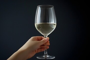 A Transparent Wine Glass Held by a Hand, Wine Glass Mockup, Wine Mockup, White Label Product Mockup