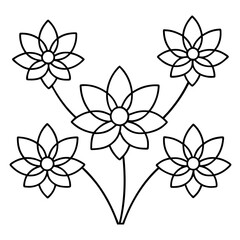  illustrative flowers, flat color, seperated, no overlap position, pastel colors. isolated on white