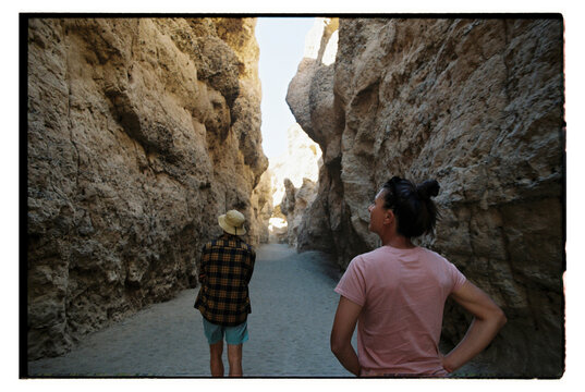Friends explore Sesriem Canyon, Namibia