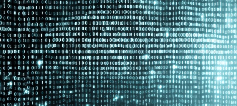 abstract background of computer code, white numbers on dark cyan backdrop, softly glowing gradient effect, sense of future and tech-centric 