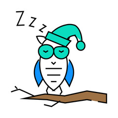 sleepy owl sleep night line icon vector. sleepy owl sleep night sign. isolated symbol illustration