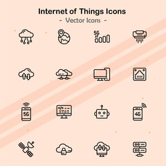 Icons showcasing additional elements of IoT and smart technology.