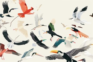 Obraz premium a poster design for World Migratory Bird Day featuring diverse bird species