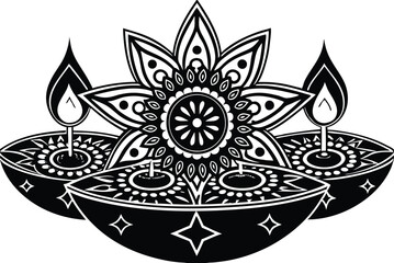 Naklejka premium Diwali lamp silhouette editable vector design