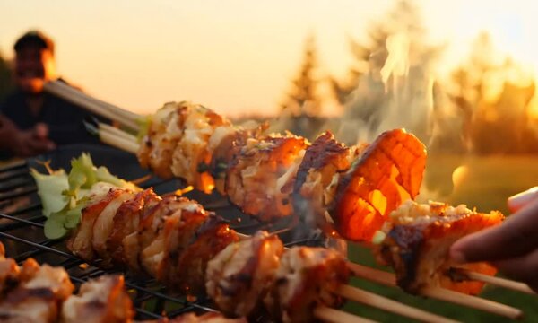 shish kebab on skewers