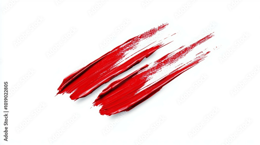 Poster bright red paint strokes on a white background showcasing artistic expression in a minimalistic styl