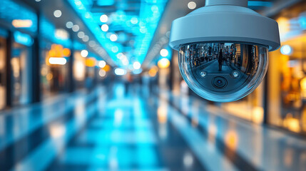 sleek, modern white security camera mounted on a ceiling, symbolizing surveillance, safety, and technology. The camera's clean design reflects reliability and vigilance in maintaining secure environme