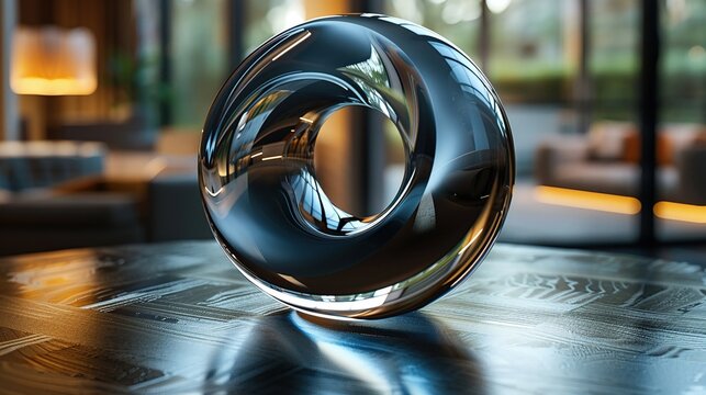 A mockup of a glass logo for a luxury brand