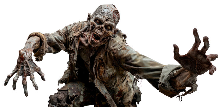 PNG Zombie tattered clothing rotting.