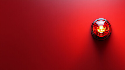 red siren light mounted on a ceiling or wall, symbolizing alertness, danger, or emergency. The empty background highlights the starkness of the signal, evoking urgency and vigilance