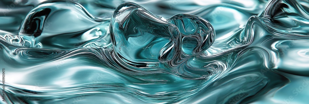 Poster a shimmering blue abstract background with wavy patterns and glossy textures.