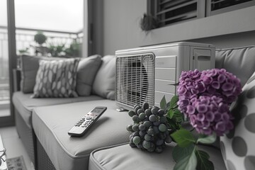 Essential air conditioning unit with remote control for convenient temperature management