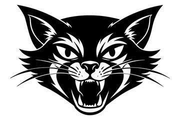 angry cat head silhouette vector illustration