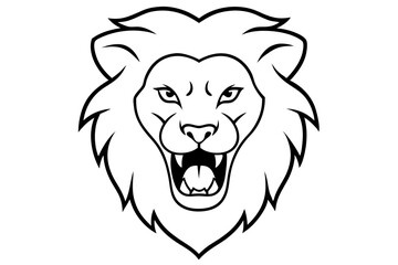 angry Lion head line art vector illustration